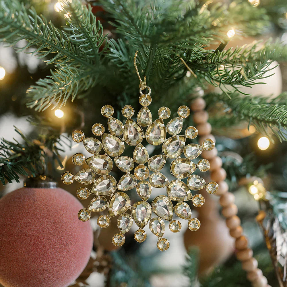 Beaded Snowflake & Star Christmas Ornaments, Set of 4