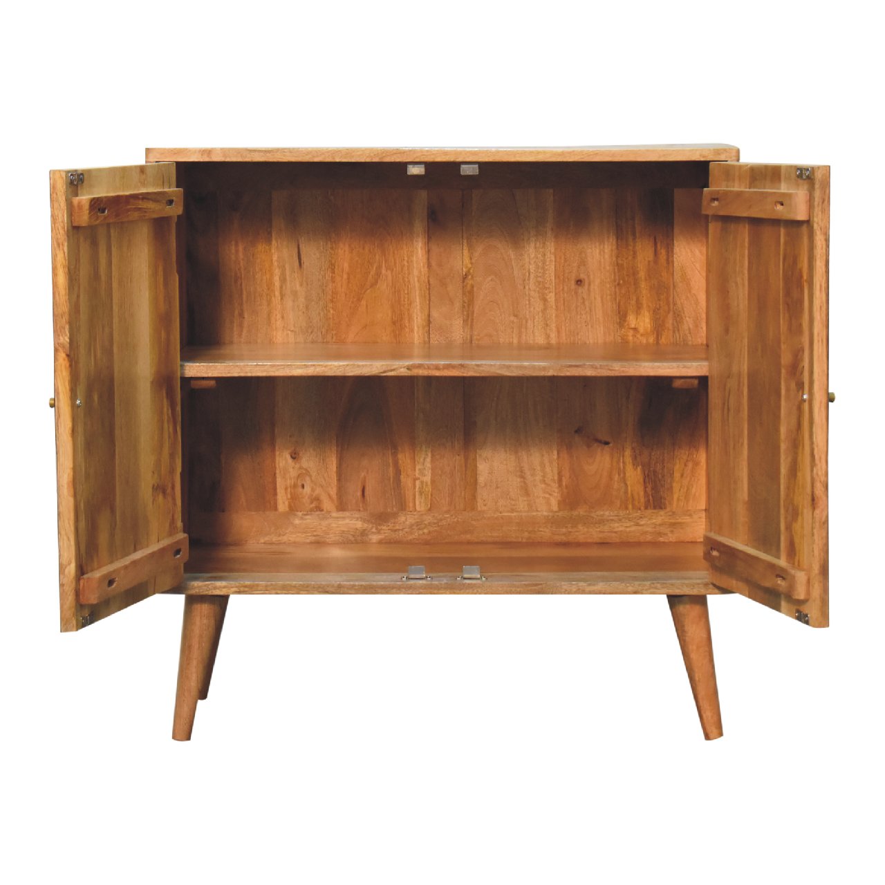 Solid Wood Cabinet with 2 Doors and Tapered Legs