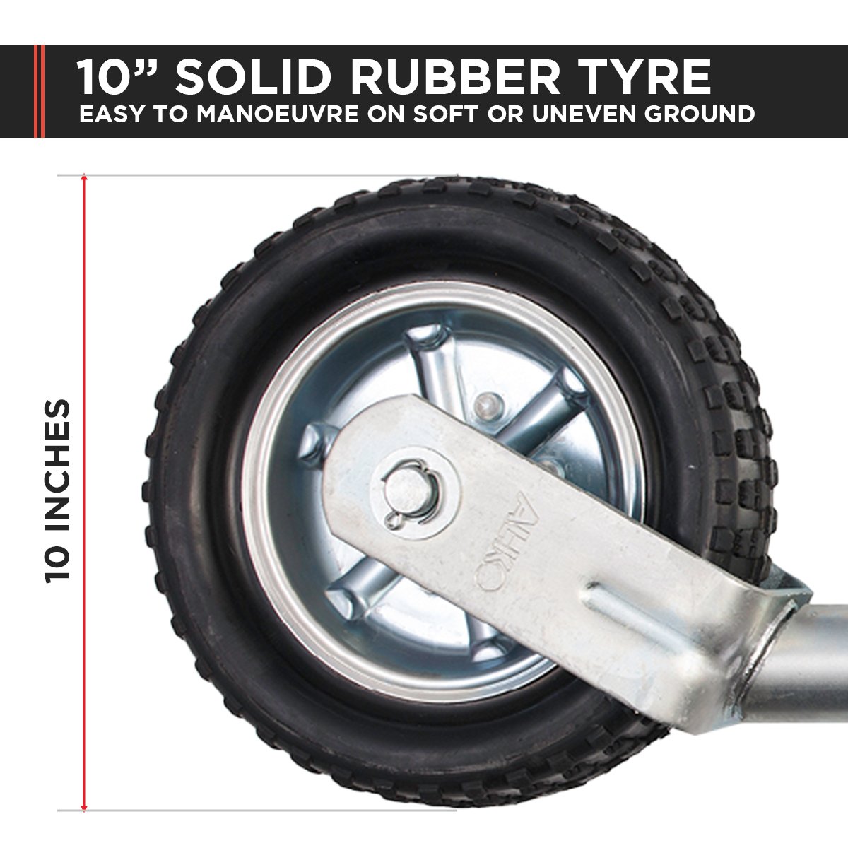 AL-KO 10" 623660XP3 Heavy-Duty Solid Tyre Jockey Wheel