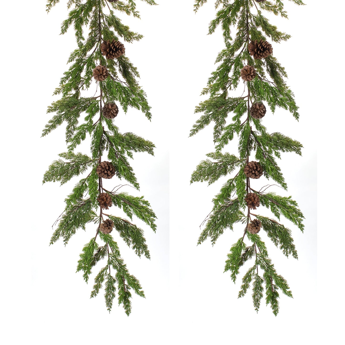 Winter Pine Garland with Pinecone Accents, Set of 2
