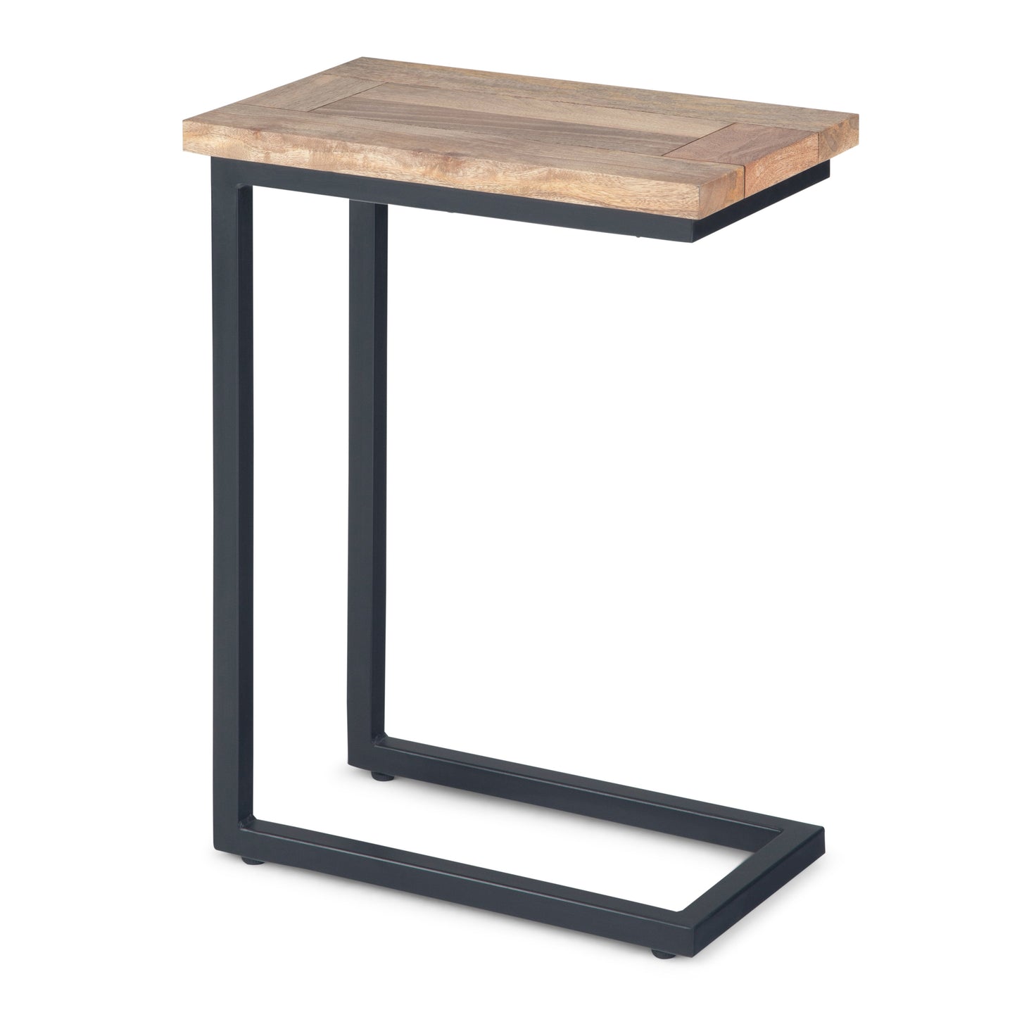 Haloed Side Table with C-Shaped Design and Metal Frame