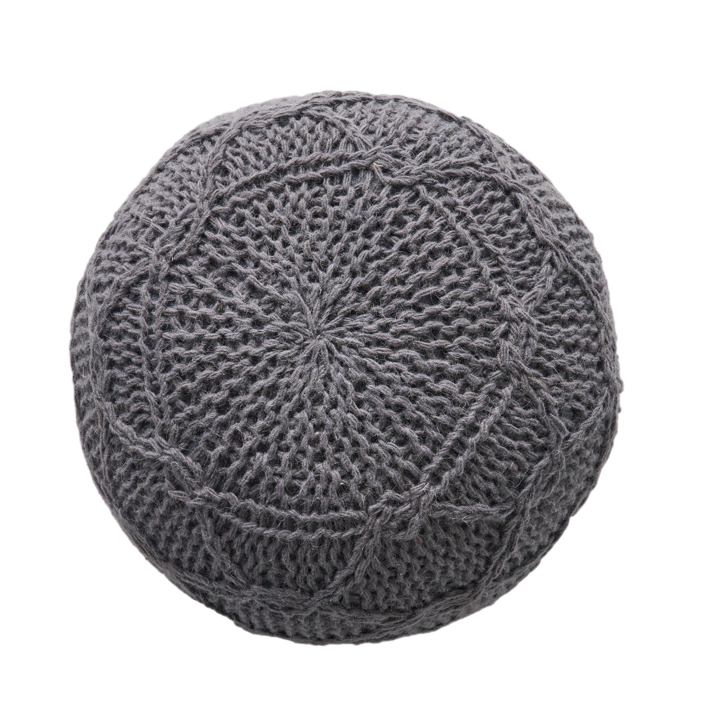 Splendid Round Knitted Wool Pouf