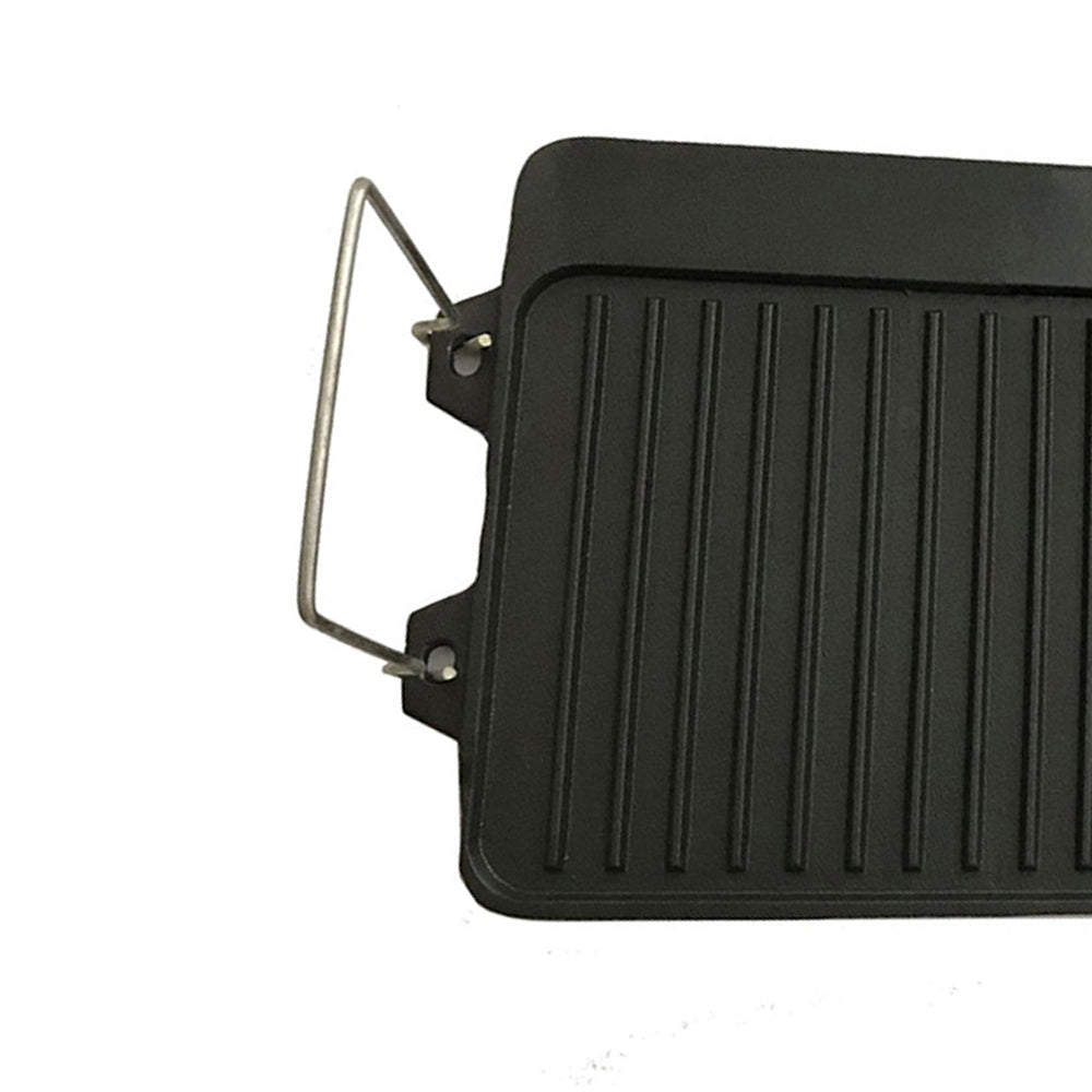 Wildtrak Reversible Cast Iron 40cm BBQ Griddle Plate for 2-Burner Stove (Black)