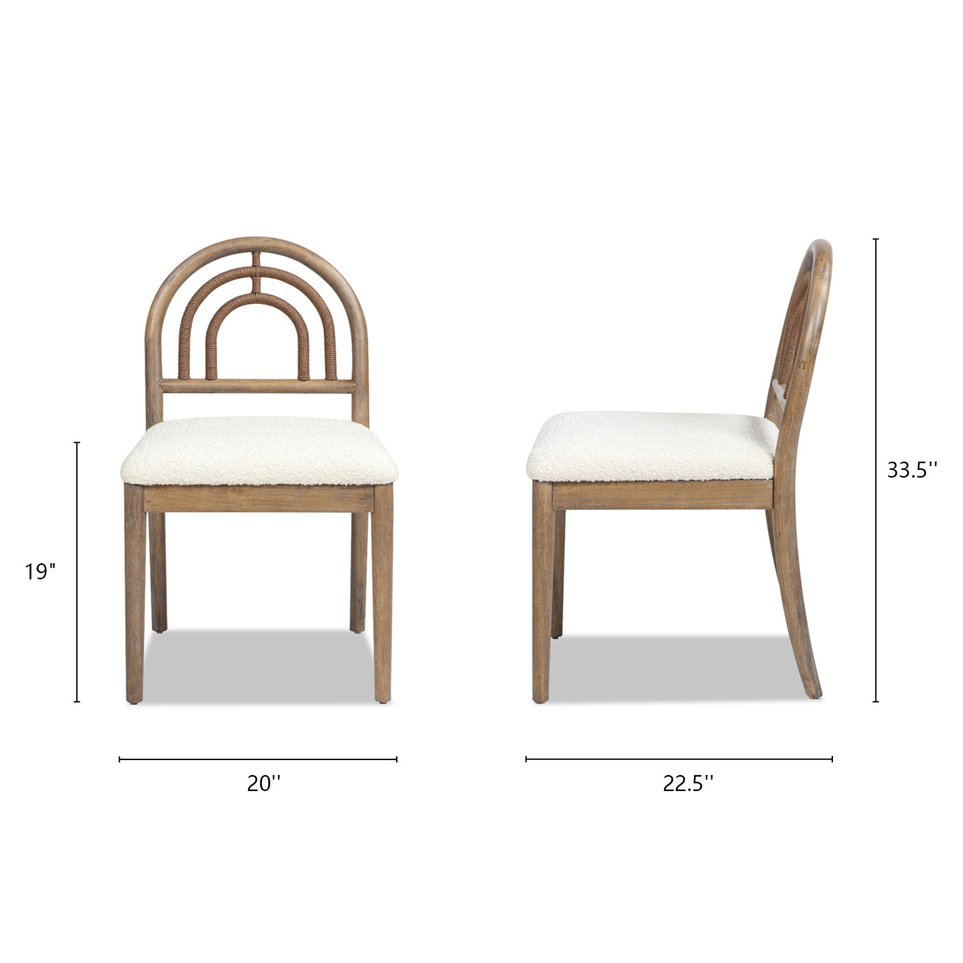 Upholstered Dining Chair with Arched Back Wood, Set of 2