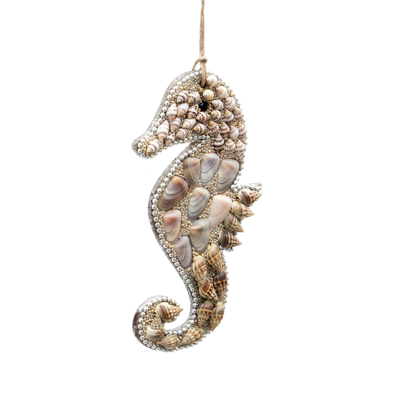 Shell & Glass Beaded Sea Horse Ornament, Set of 6