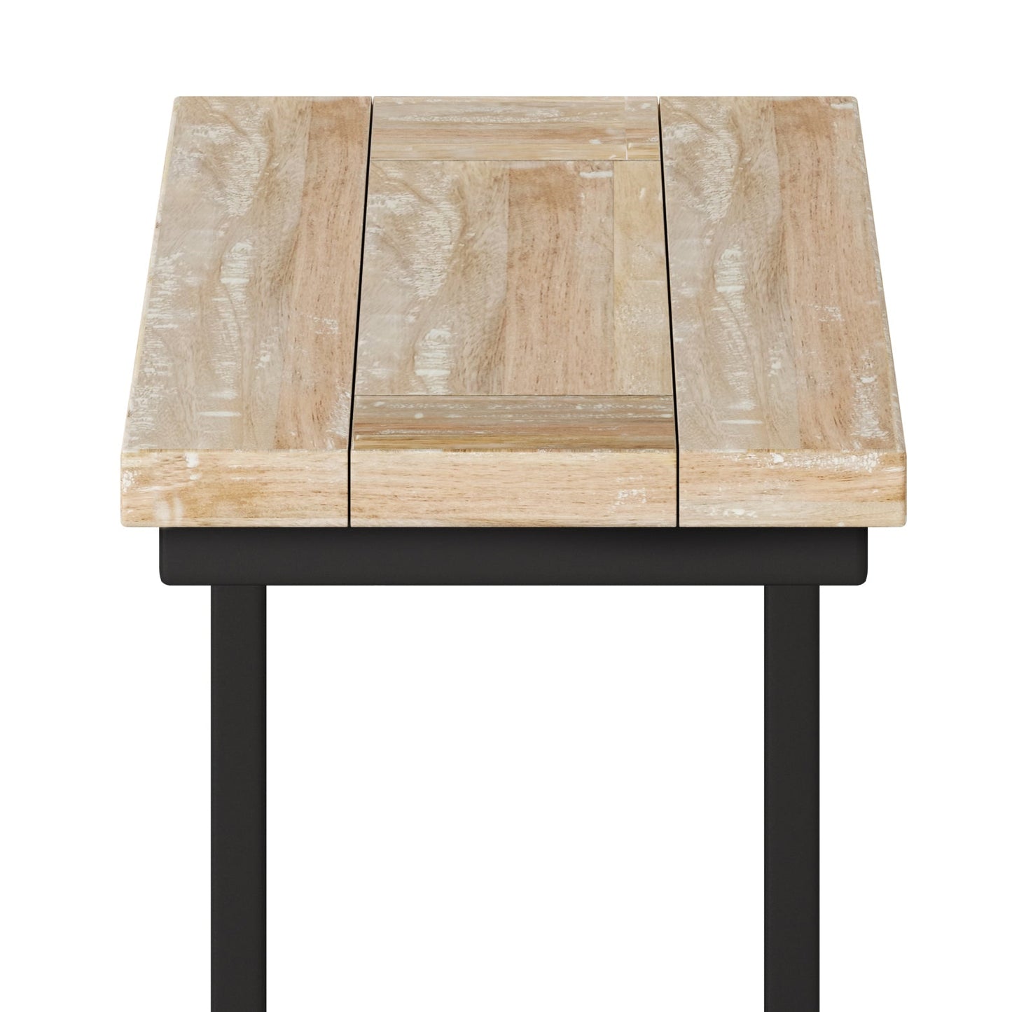 Haloed Side Table with C-Shaped Design and Metal Frame