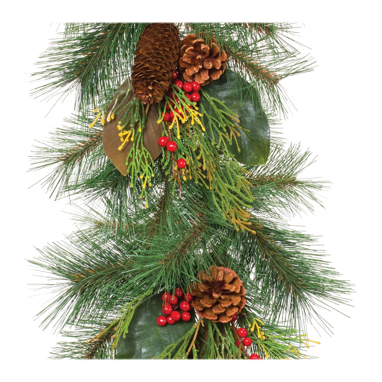Pine Magnolia Leaf & Berry Garland 6'