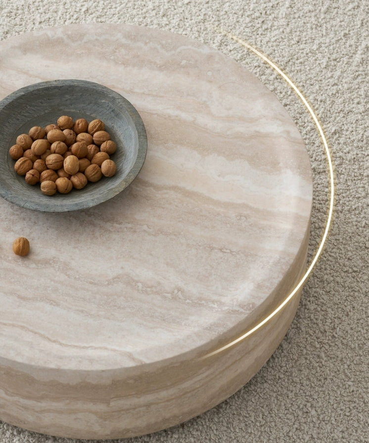 Willowed 35.43" Round Coffee Table with Mars Pattern