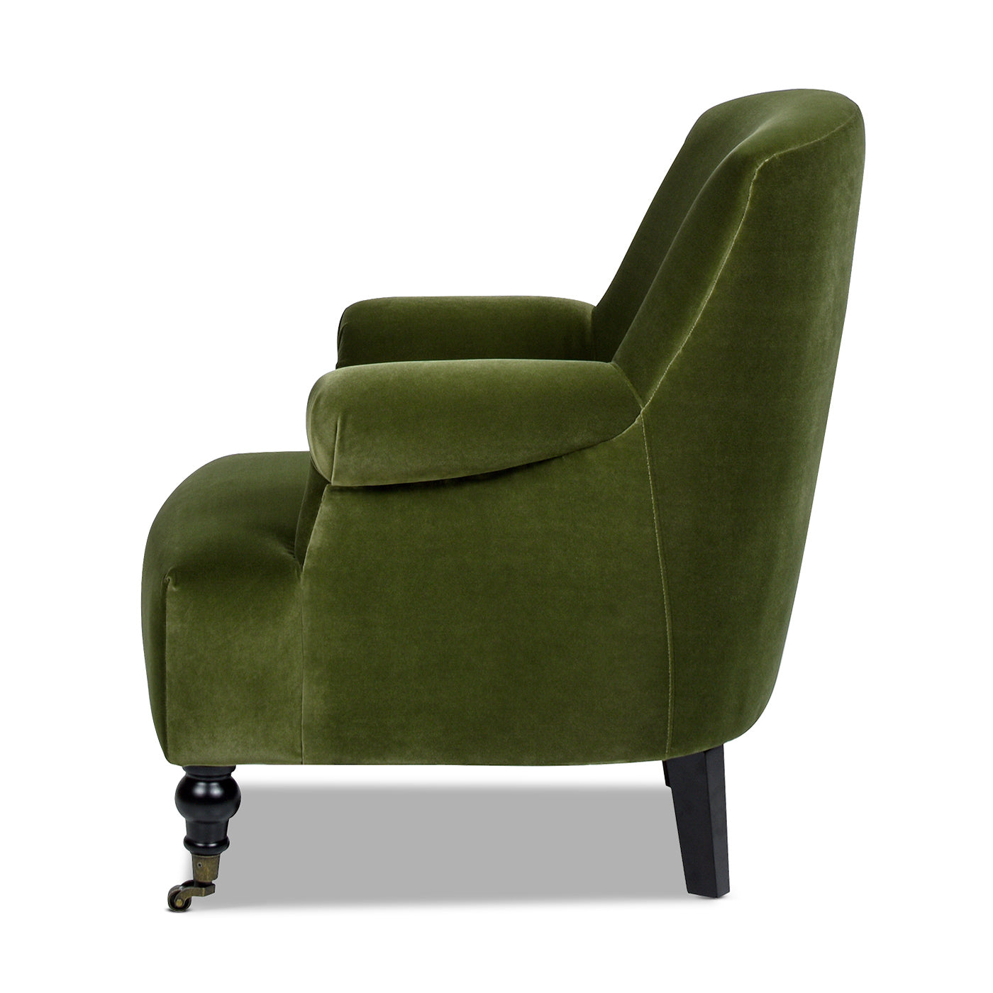 Boutique 30" Upholstered Accent Chair with Rolled Arms and Wood Turn Legs
