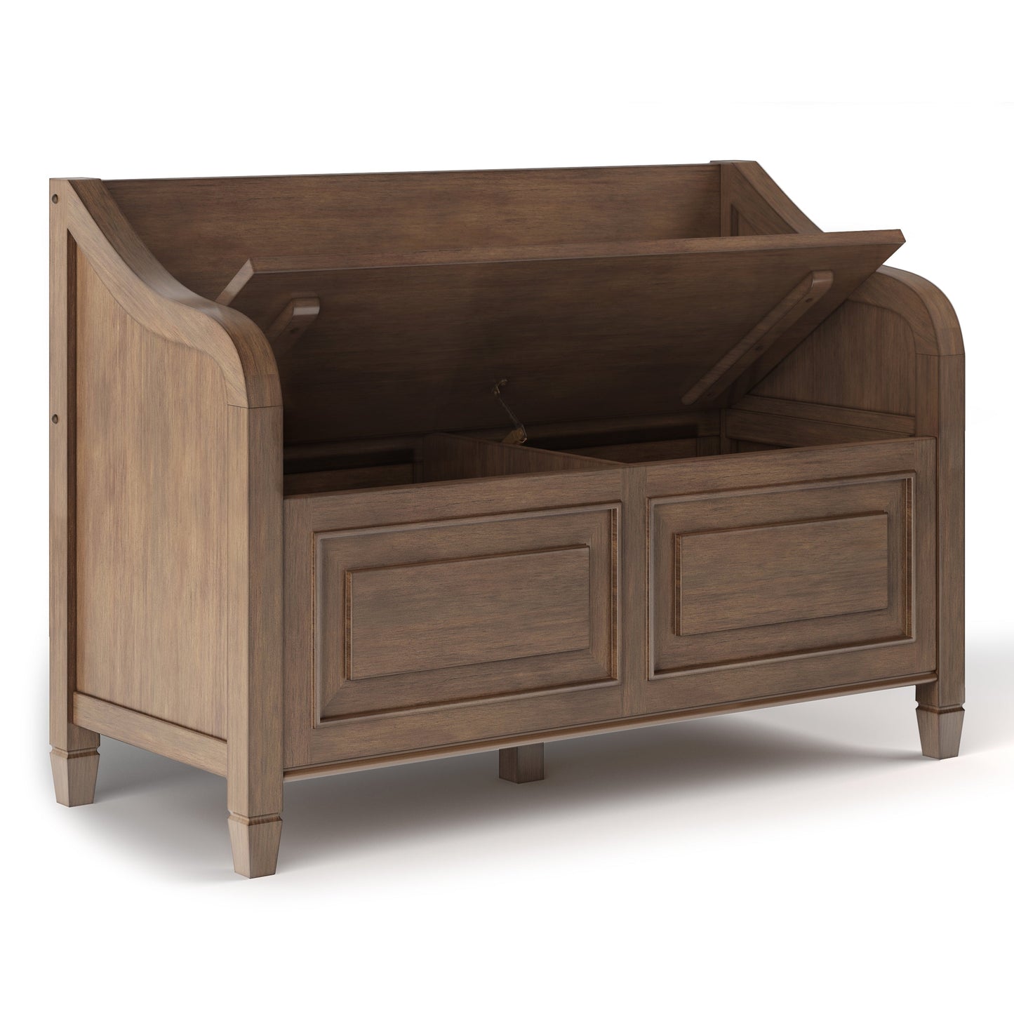 Lucidity Storage Bench with Lift-up Lids and Raised Panels