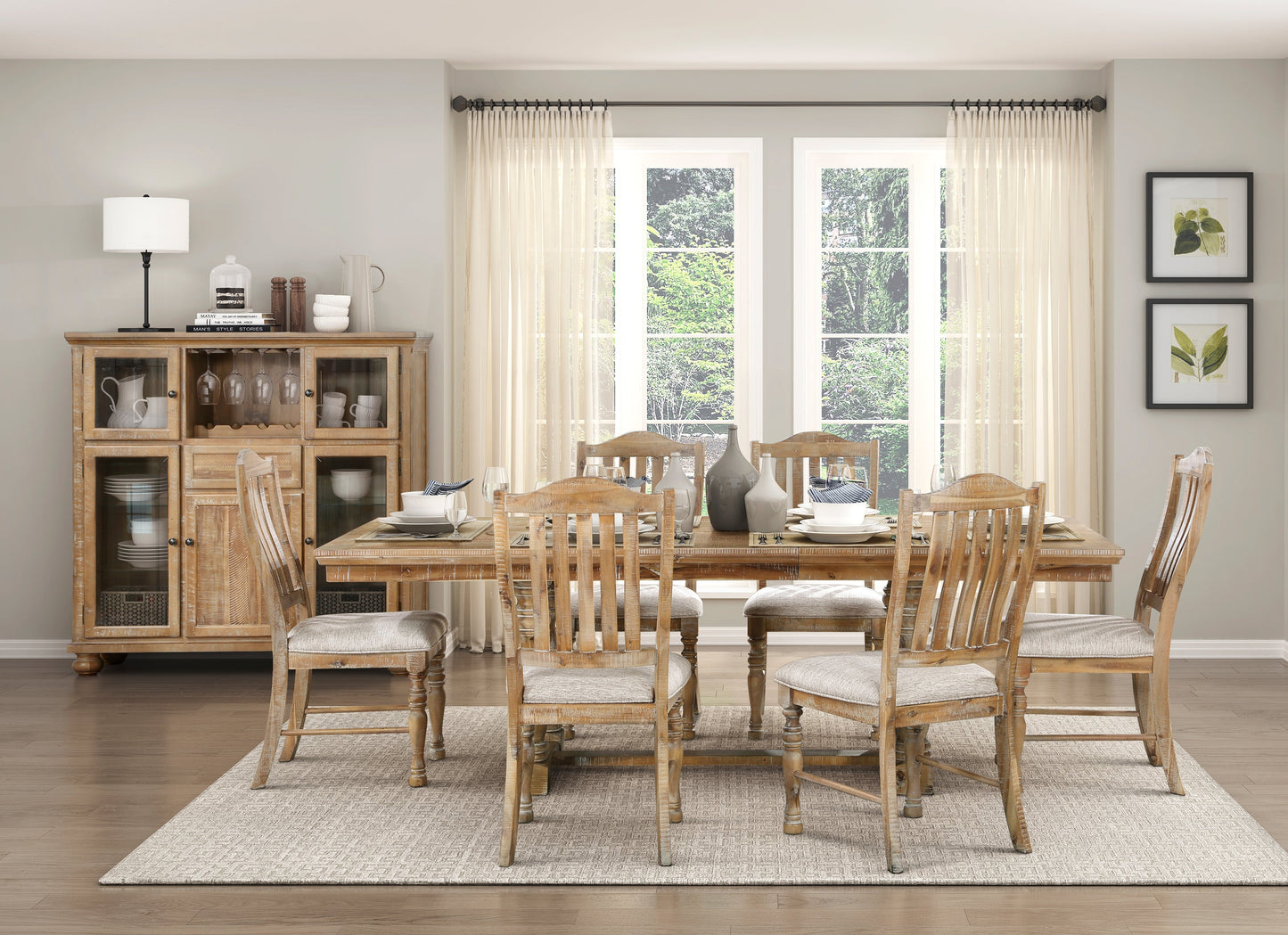 Styne Dining Chair with Vertical Slat-Back and Wood Frame, Set of 2