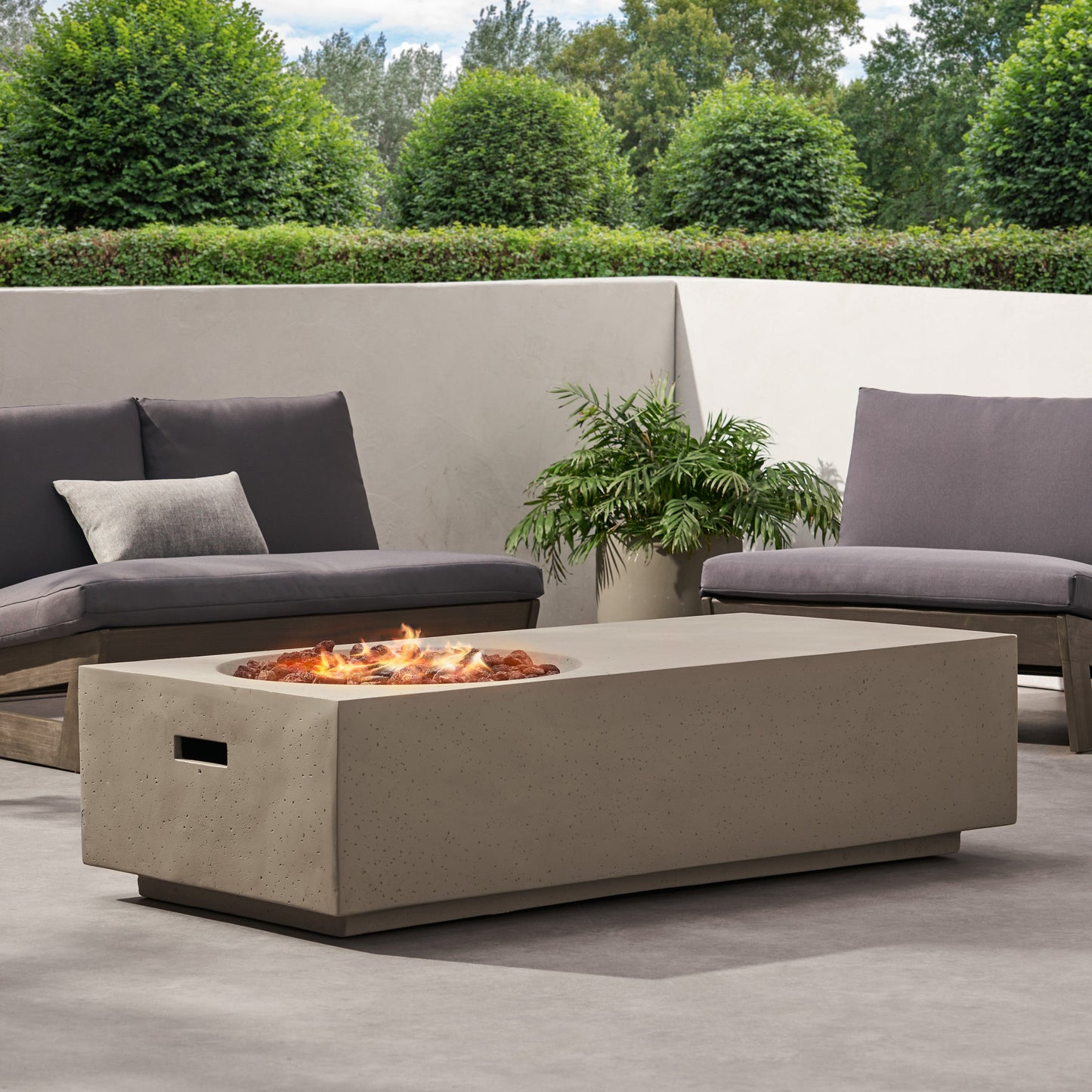 Outdoor Magnesium Oxide Firepit with Rectangle Shape