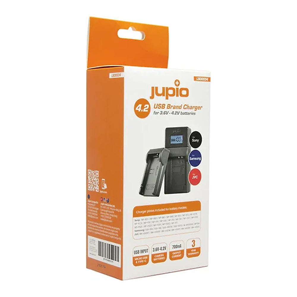 Jupio USB Brand Charger Kit For JVC/Samsung/Sony 3.6V-4.2V Batteries