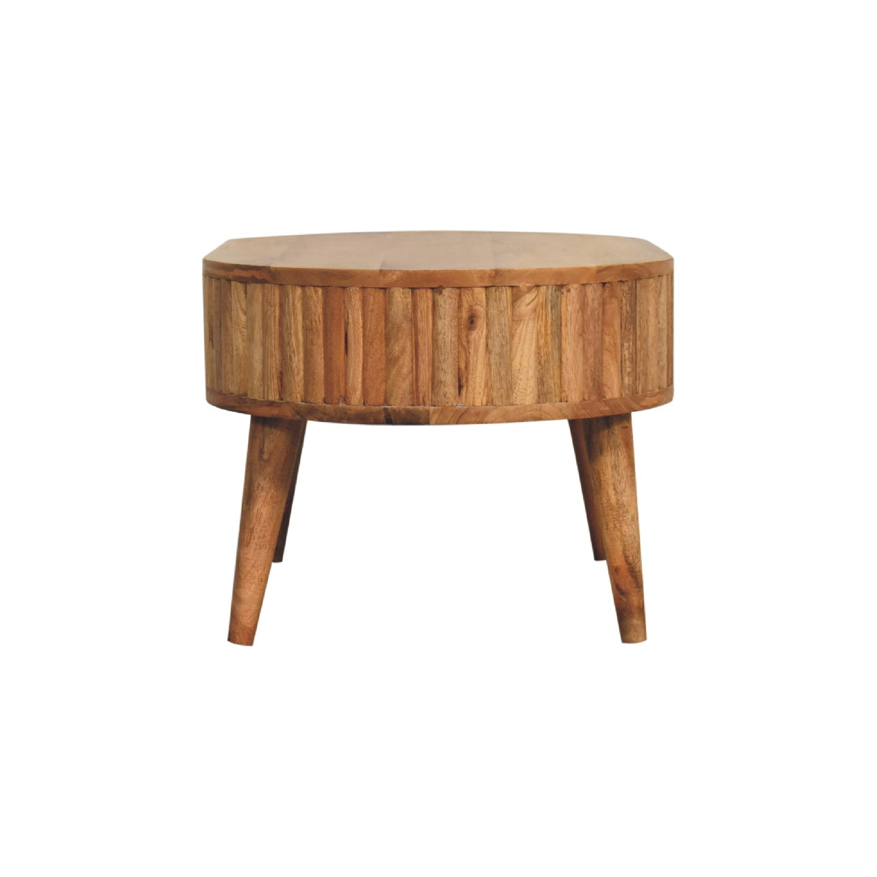 Oval Coffee Table with 2 Drawers and Wood Frame