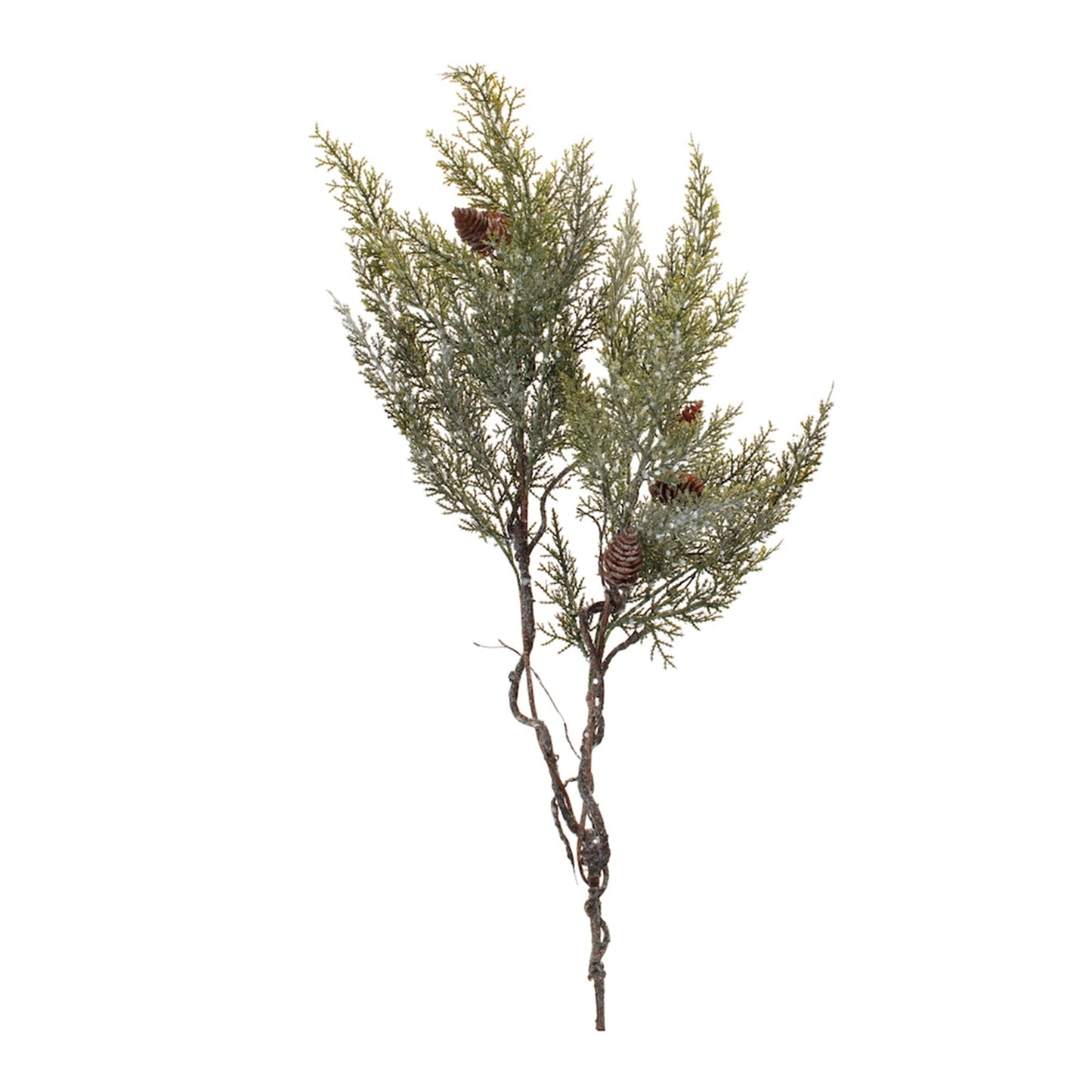 Frosted Cedar Twig Spray with Pinecones, Set of 2