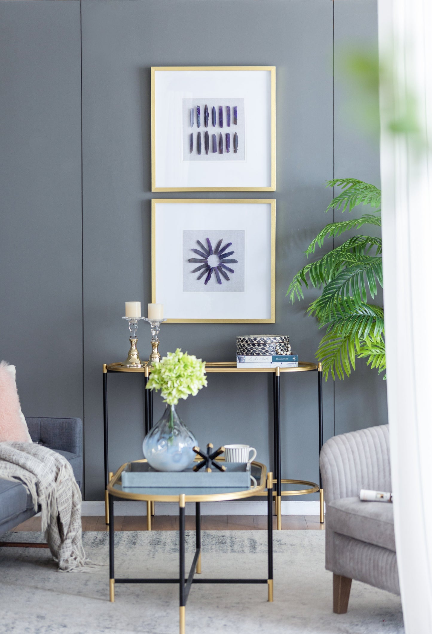 Grace Purple Agate Shadow Boxes Wall Art, Set of 2