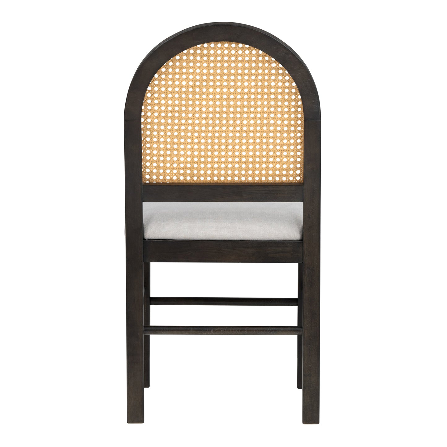 Monza Upholstered Dining Chair with Rattan Backrest and Wood Legs