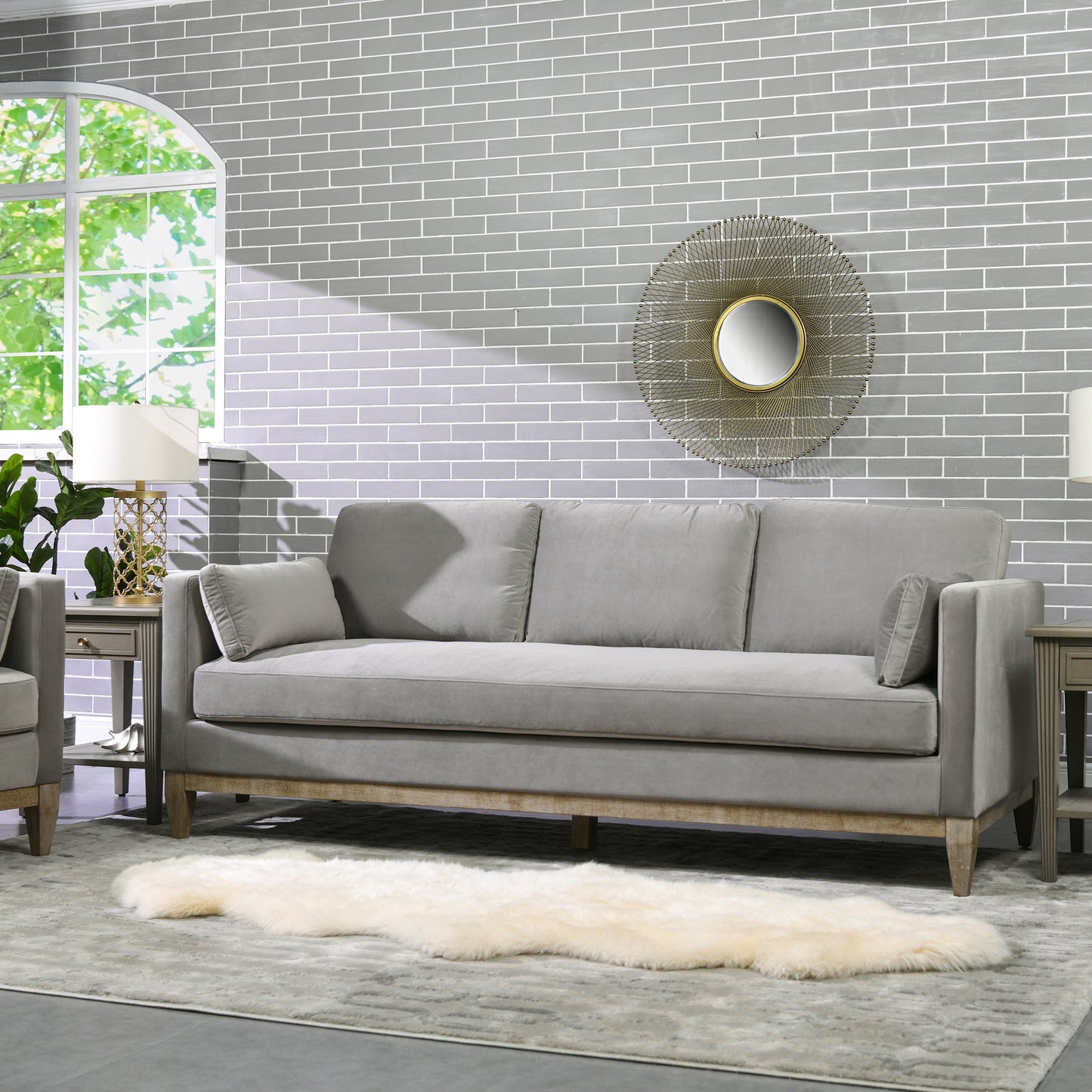 Crownedd 84" Upholstered Sofa with Square Track Arms