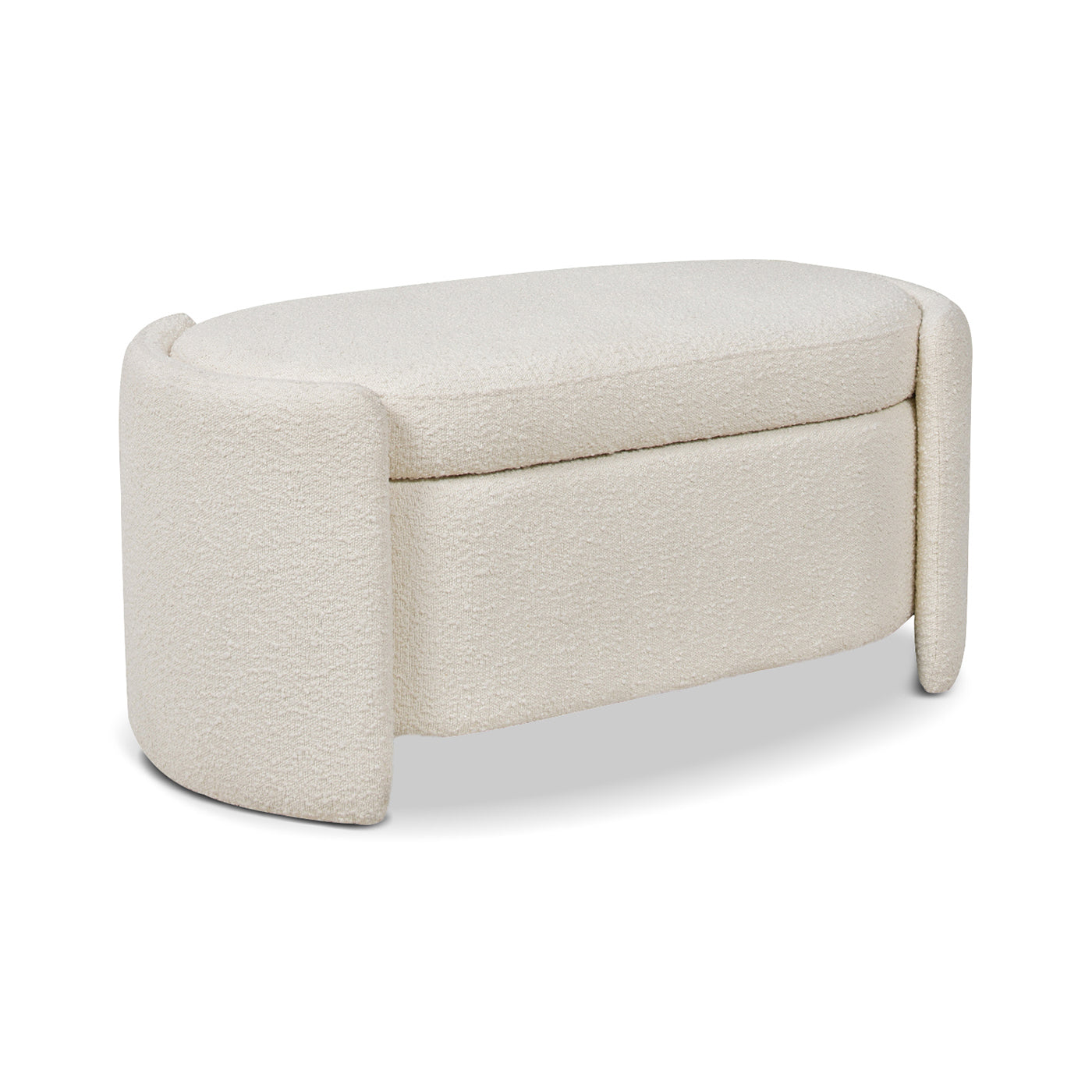 Oval Lid-Up Upholstered Storage Bench with 3 Compartments
