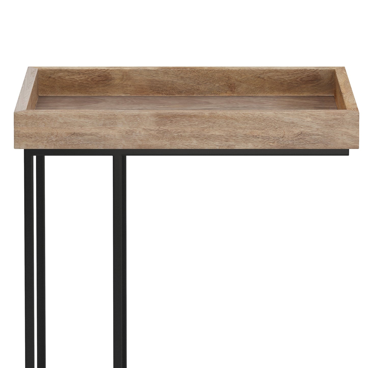 C-Shaped Side Table with Tray Top and Metal Frame
