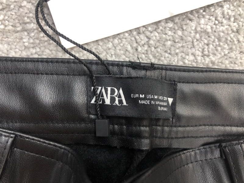 ZARA Pants Womens Black Medium Leather Ankle Skinny Pant High Rise Pockets