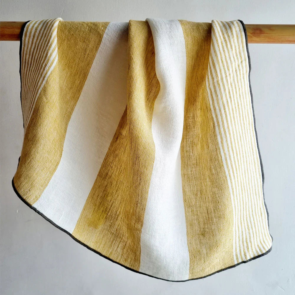 100% Linen Yellow Striped Napkin, Set of 4