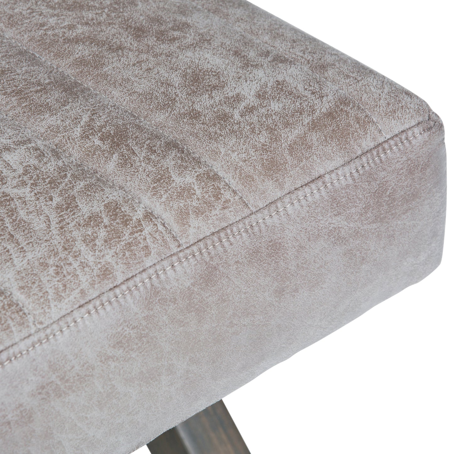 Bloom Upholstered Ottoman Bench with Vertical Stitching and X Design Trestle Base