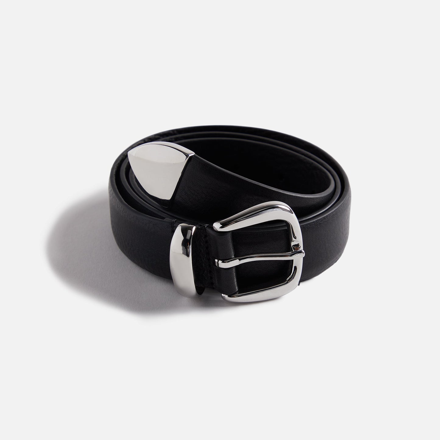 Anderson's Tanned Leather Belt With Metal Tip And Keeper - Black