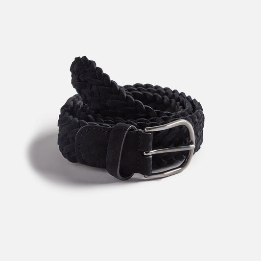 Anderson's Suede Woven Belt - Black