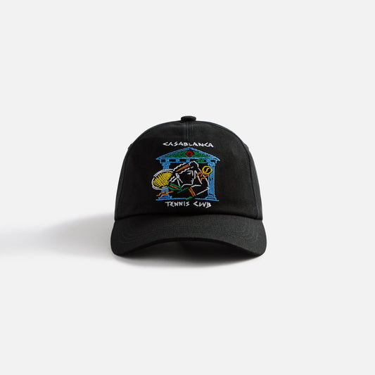 Casablanca Crayon Temple Tennis Club Embroidered Cap - Black