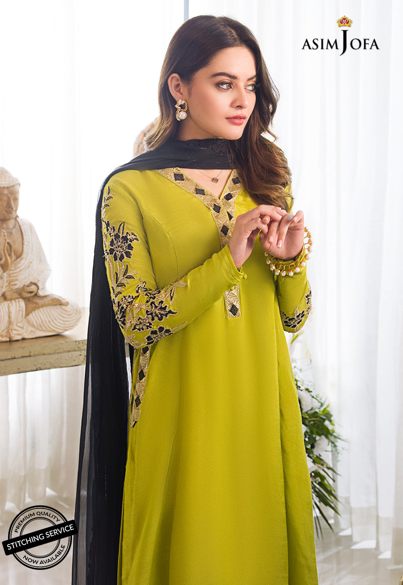 AJIM-18 EMBROIDERED RAW SILK 3 PCS