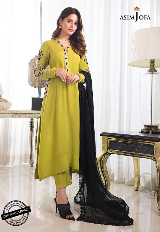 AJIM-18 EMBROIDERED RAW SILK 3 PCS