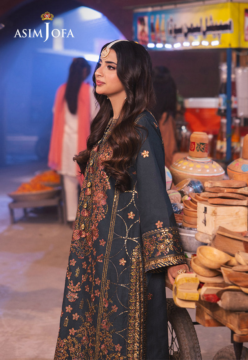 AJKK-09 EMBROIDERED TWISTED SILK 3 PCS