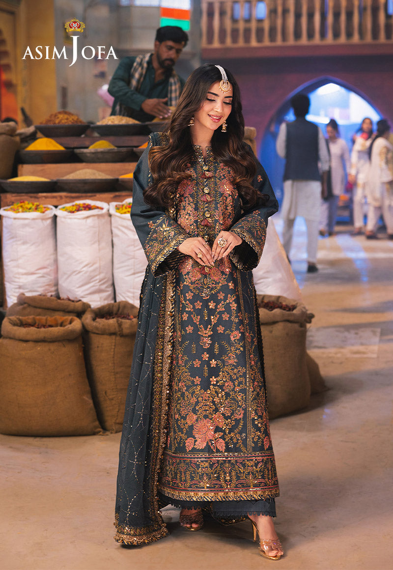 AJKK-09 EMBROIDERED TWISTED SILK 3 PCS