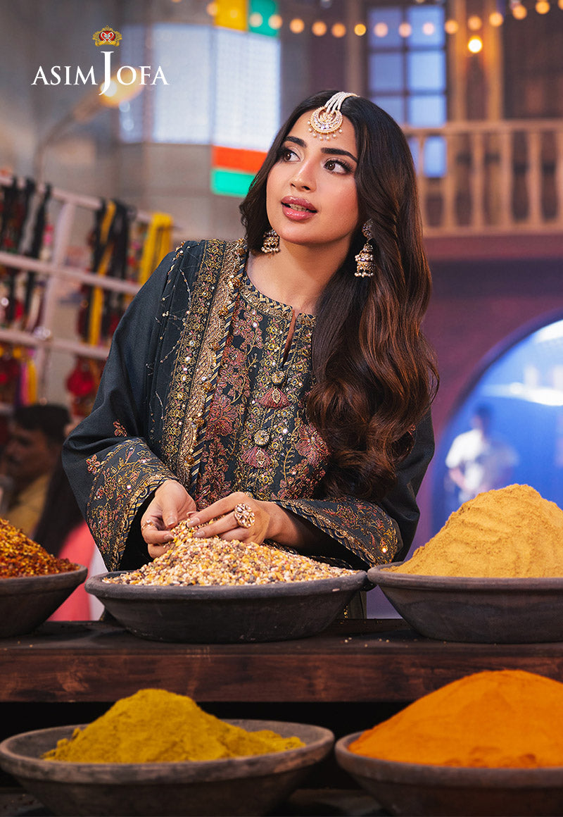 AJKK-09 EMBROIDERED TWISTED SILK 3 PCS