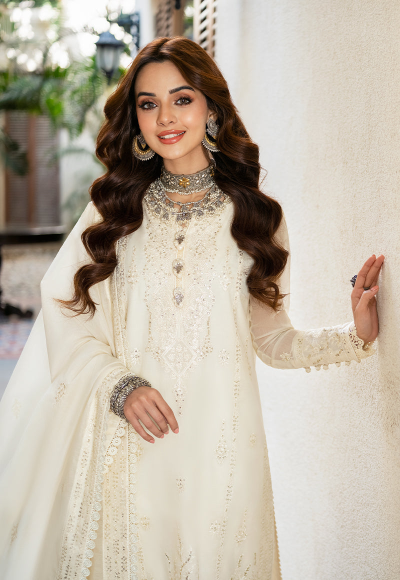 AJKM-05 EMBROIDERED CHANDERI COTTON 3 PCS