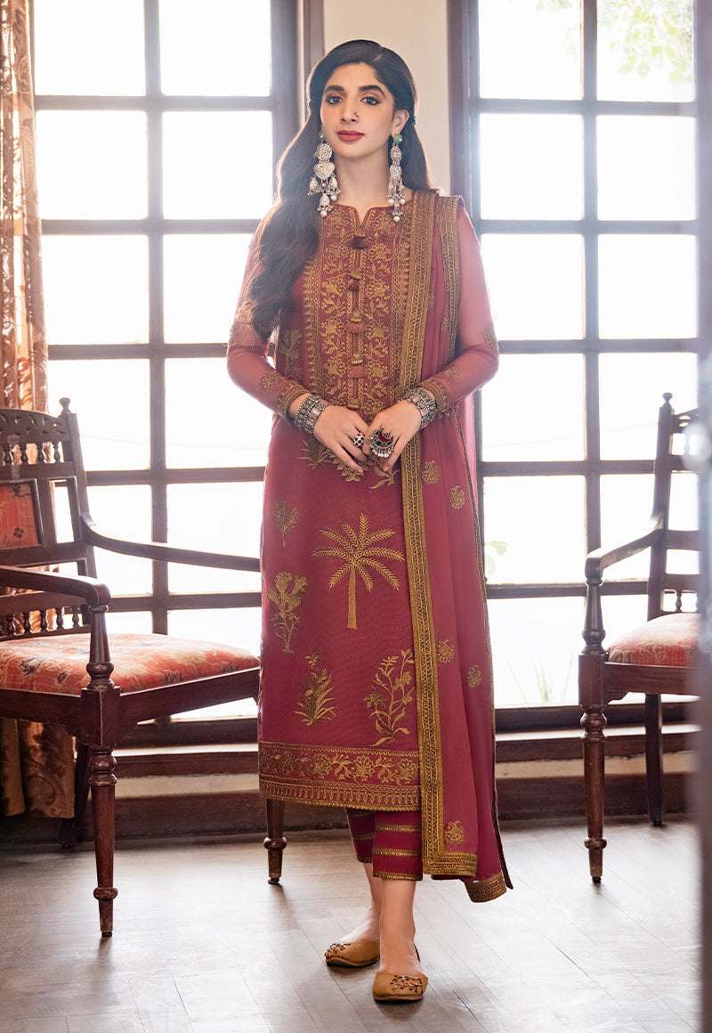 AJKM-06 EMBROIDERED ORGANZA NET 3 PCS