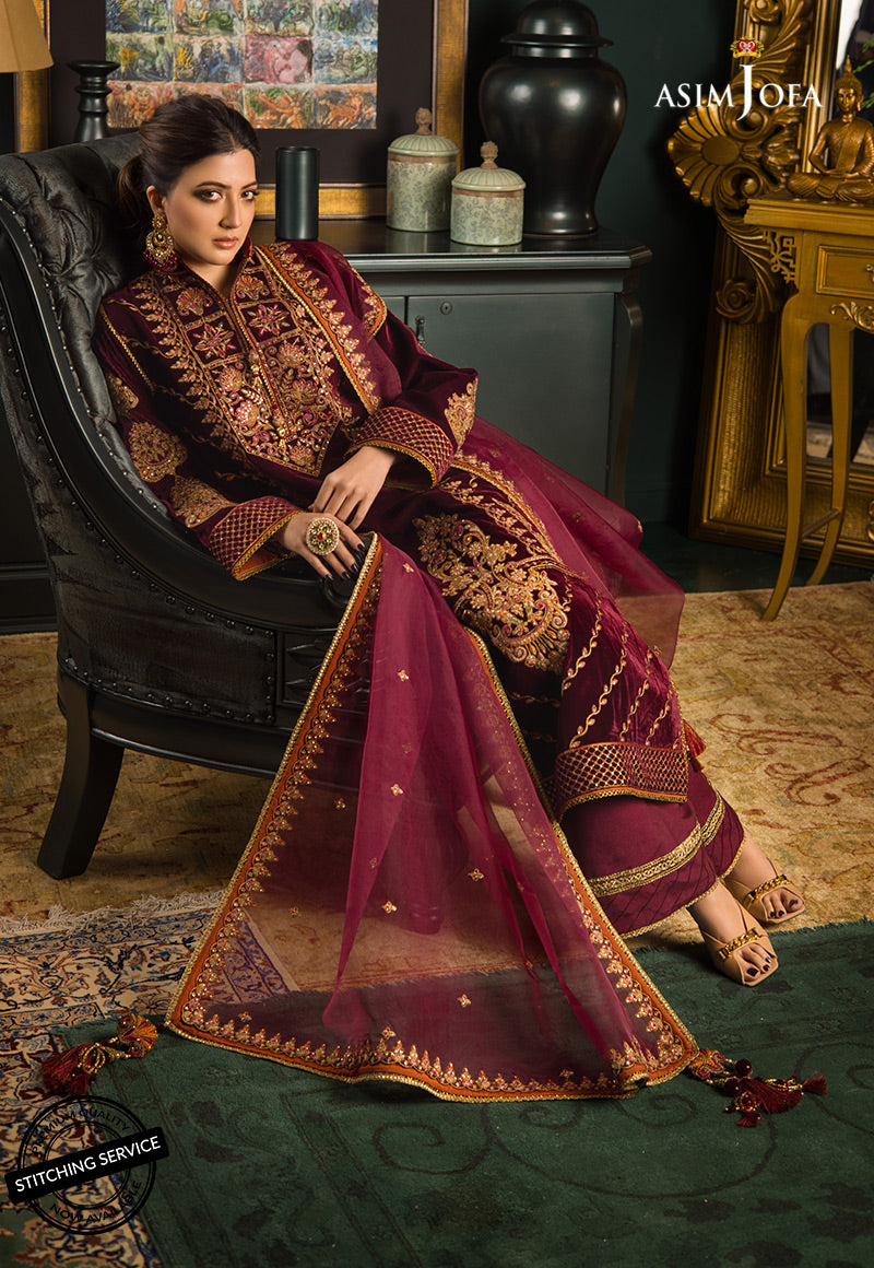 AJMR-04 EMBROIDERED VELVET 3 PCS