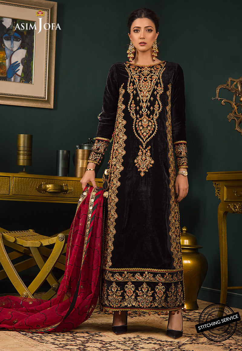 AJMR-10 EMBROIDERED VELVET 3 PCS