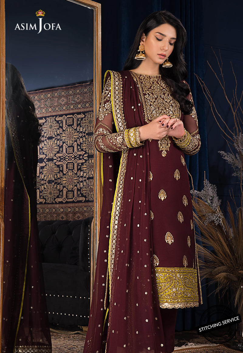 AJRE-08 EMBROIDERED CHIFFON 3 PCS