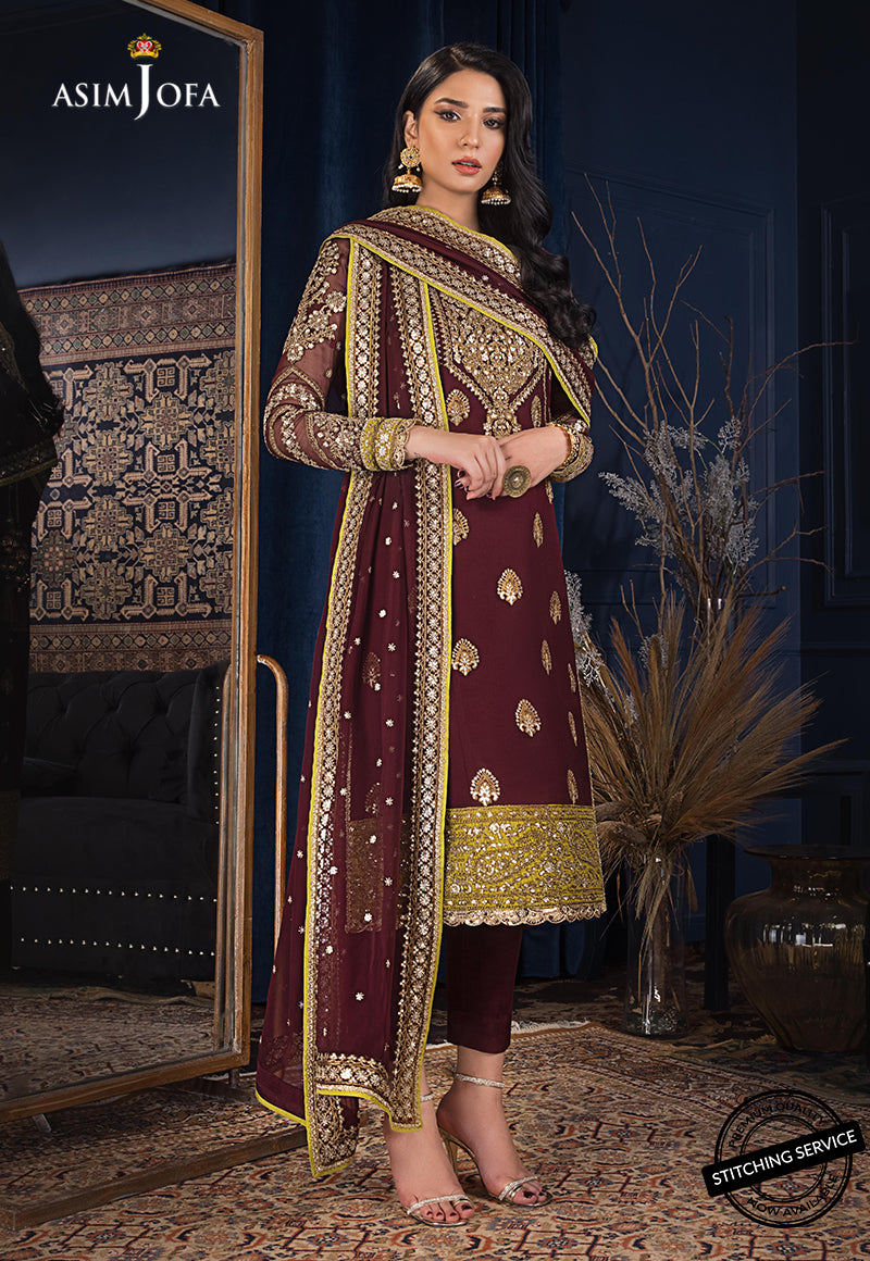 AJRE-08 EMBROIDERED CHIFFON 3 PCS