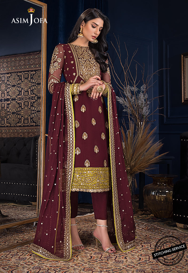 AJRE-08 EMBROIDERED CHIFFON 3 PCS