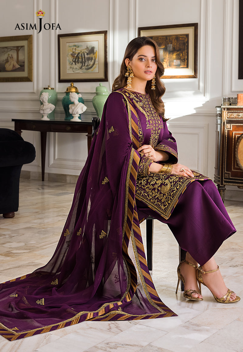 AJSM-08 EMBROIDERED DULL SILK 3 PCS