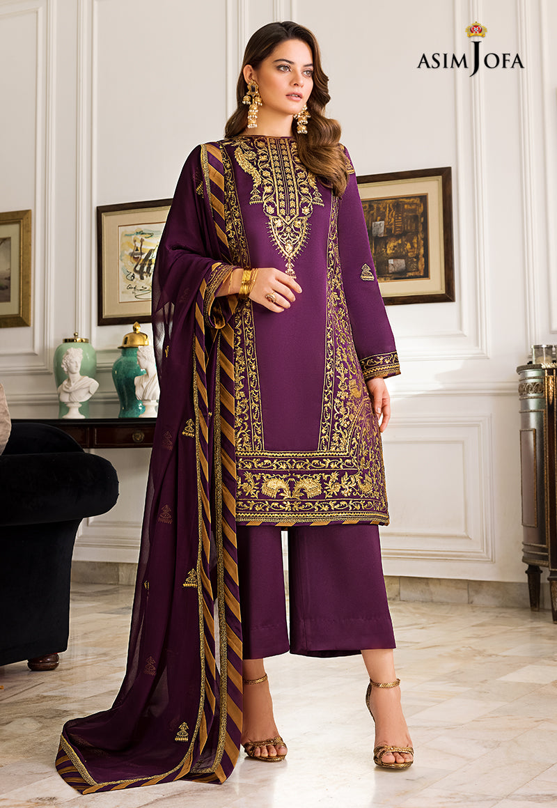 AJSM-08 EMBROIDERED DULL SILK 3 PCS