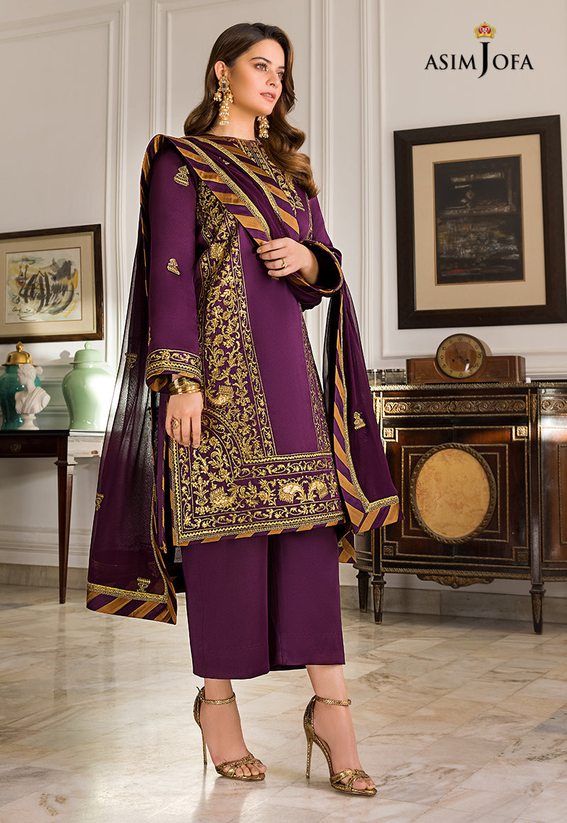 AJSM-08 EMBROIDERED DULL SILK 3 PCS