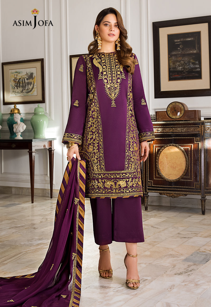 AJSM-08 EMBROIDERED DULL SILK 3 PCS