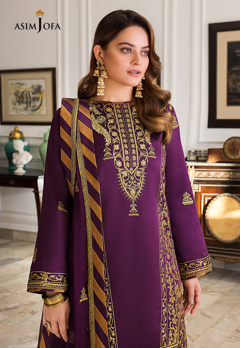AJSM-08 EMBROIDERED DULL SILK 3 PCS