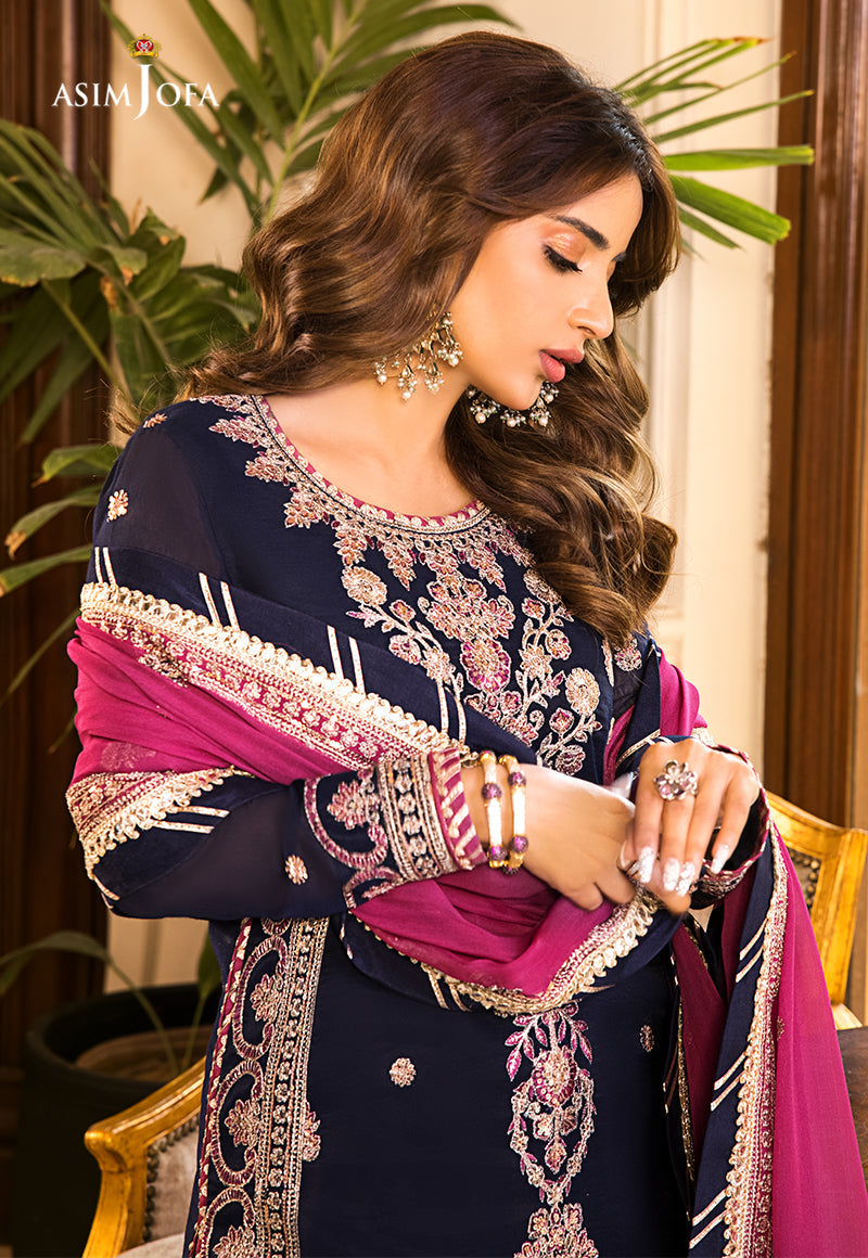 AJSM-09 EMBROIDERED SILK , ORGANZA 3 PCS