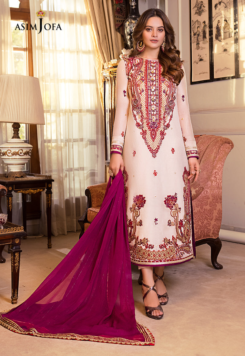 AJSM-20 EMBROIDERED COTTON NET ORGANZA 3 PCS