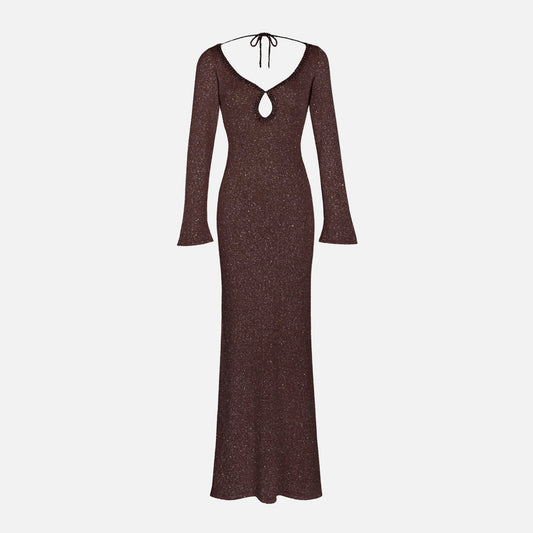 Asta Resort Fiona Keyhole Dress - Tobacco Sequin